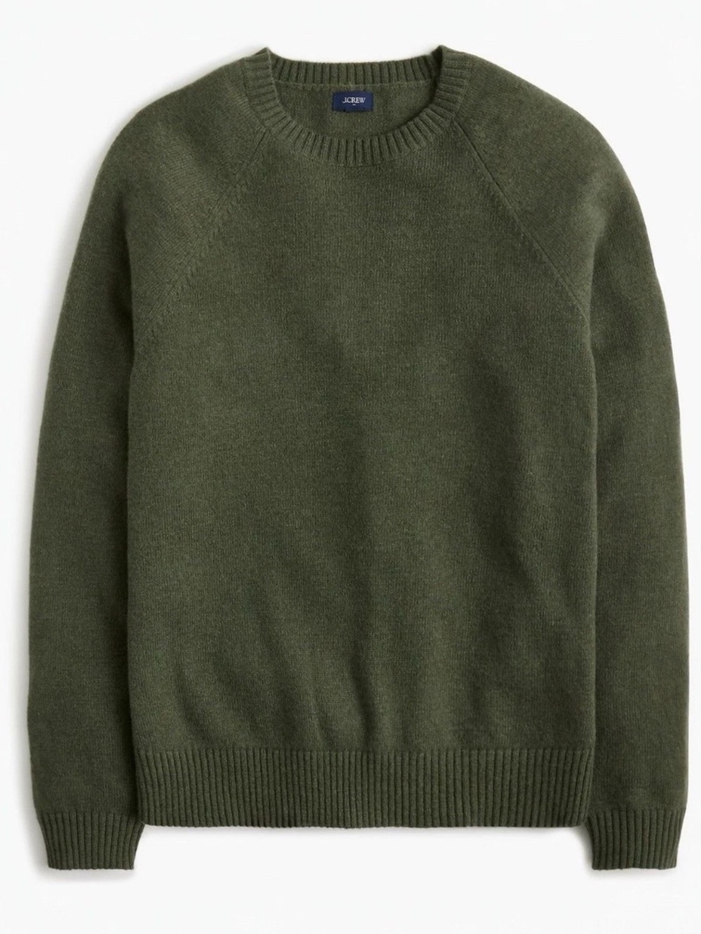 J. Crew Olive Green Fall Crewneck Sweater In Super Soft Lambswool Blend
